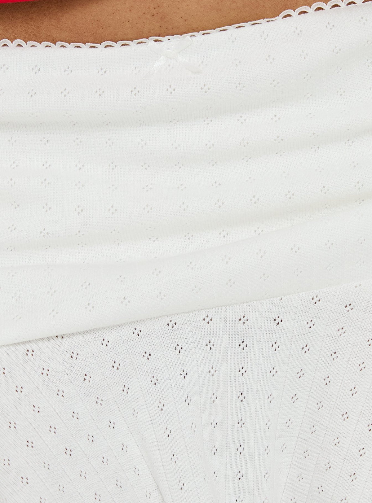 Elidia Pointelle Ruffle Mini Skirt White