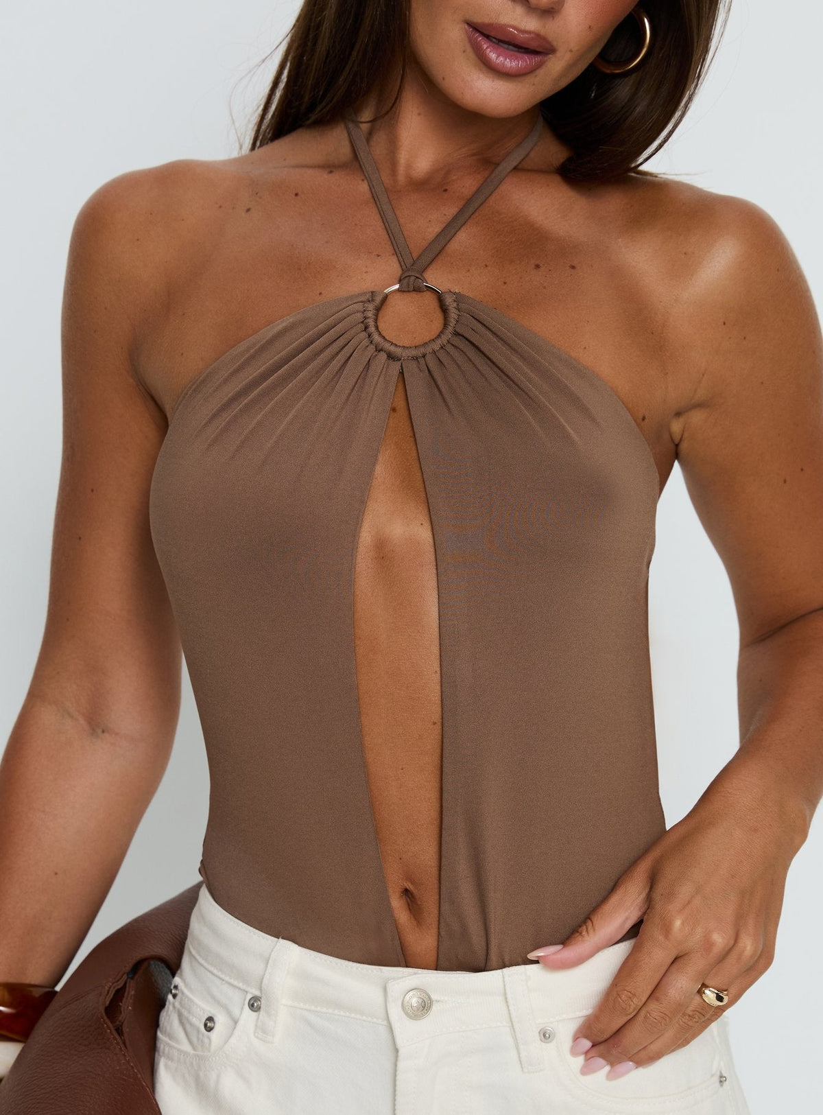 Damiana Cut Out Bodysuit Brown
