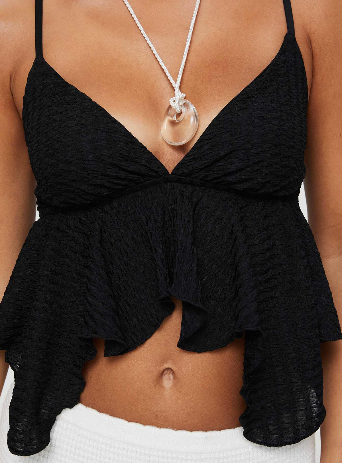 Laren Flutter Cami Top Black
