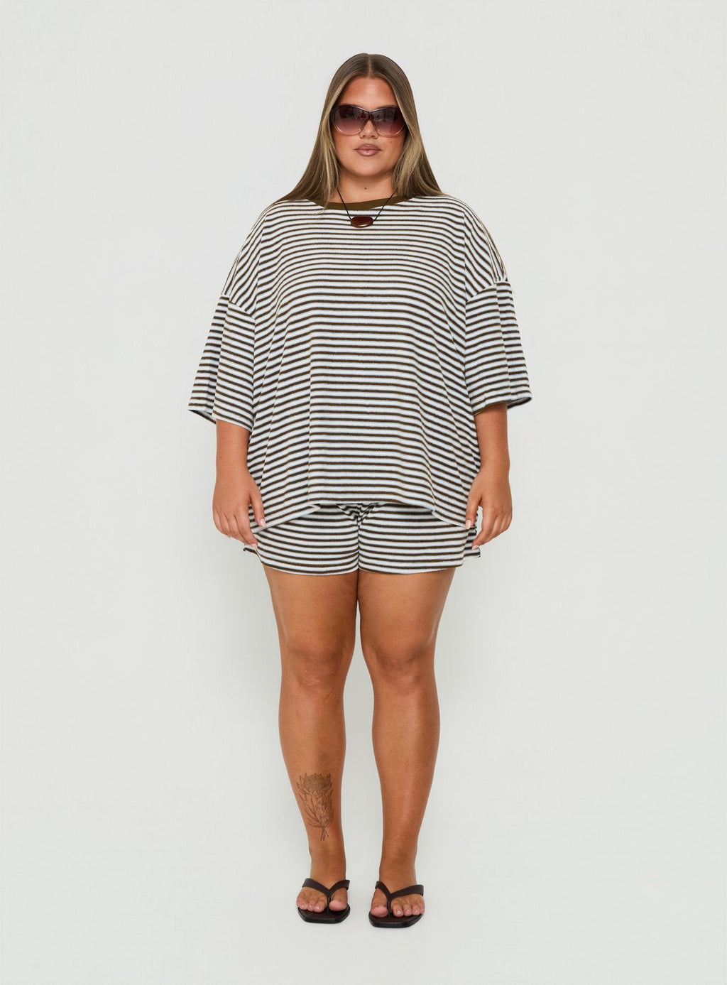Selvina Terry Towelling Shorts Multi Stripe Curve