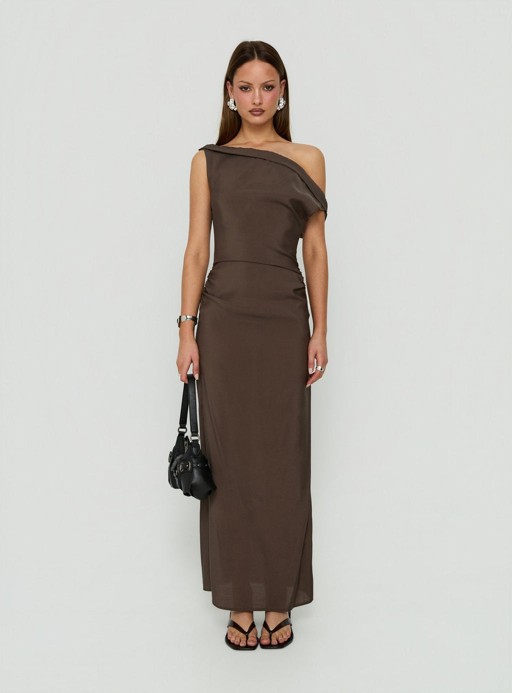 Sweetheart Off Shoulder Maxi Dress Chocolate