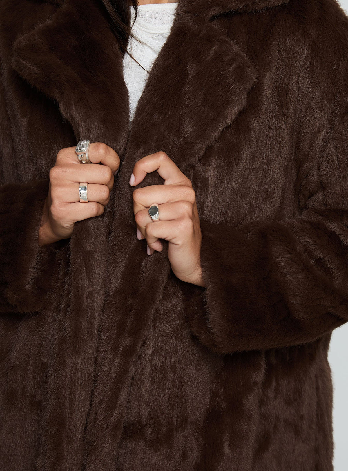 Moss Faux Fur Coat Chocolate