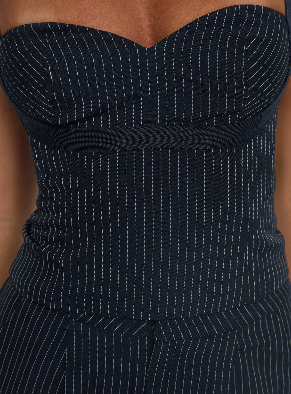 Briana Set Navy Pinstripe Petite