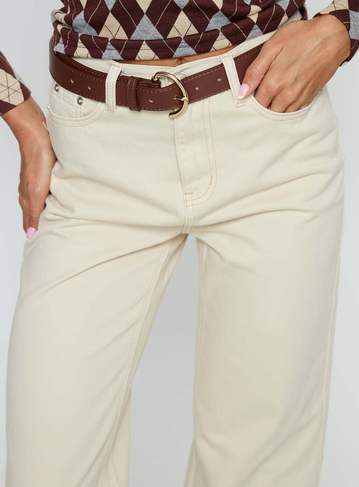 Maple Mid Rise Flare Jeans Ecru
