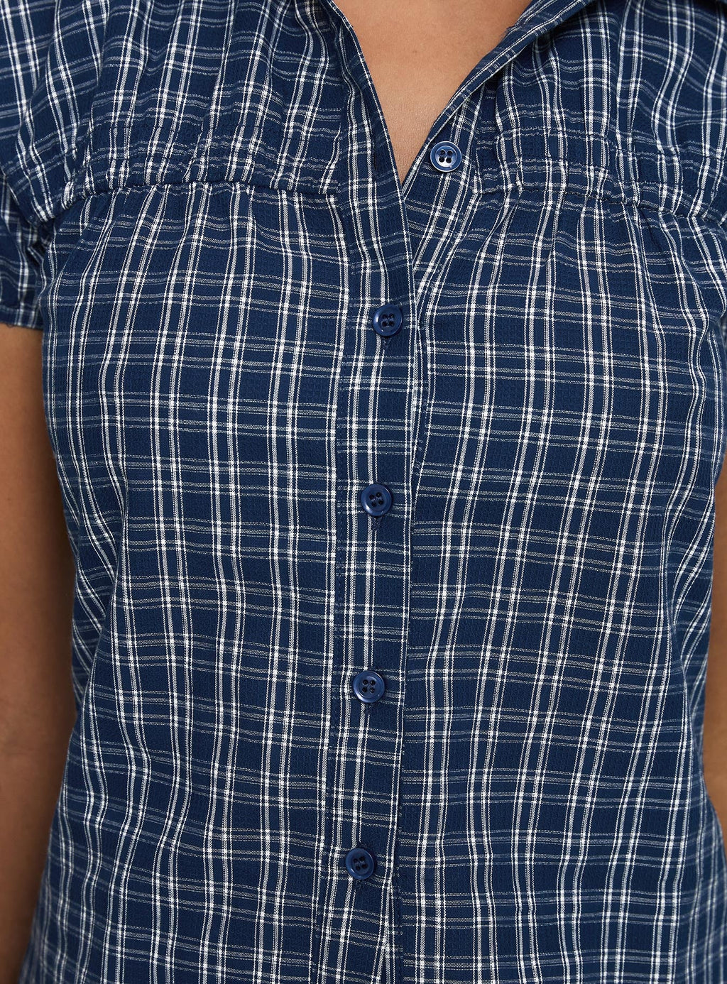 Separate Scenes Button Up Top Blue Check