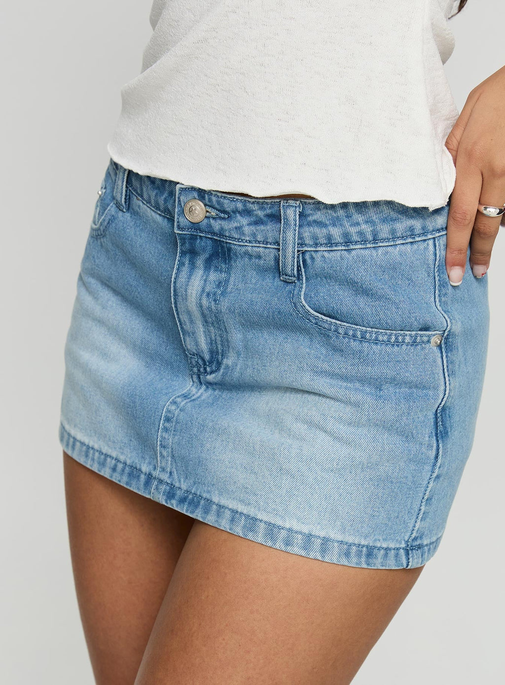 Jordi Low Rise Denim Skort Light Blue Wash