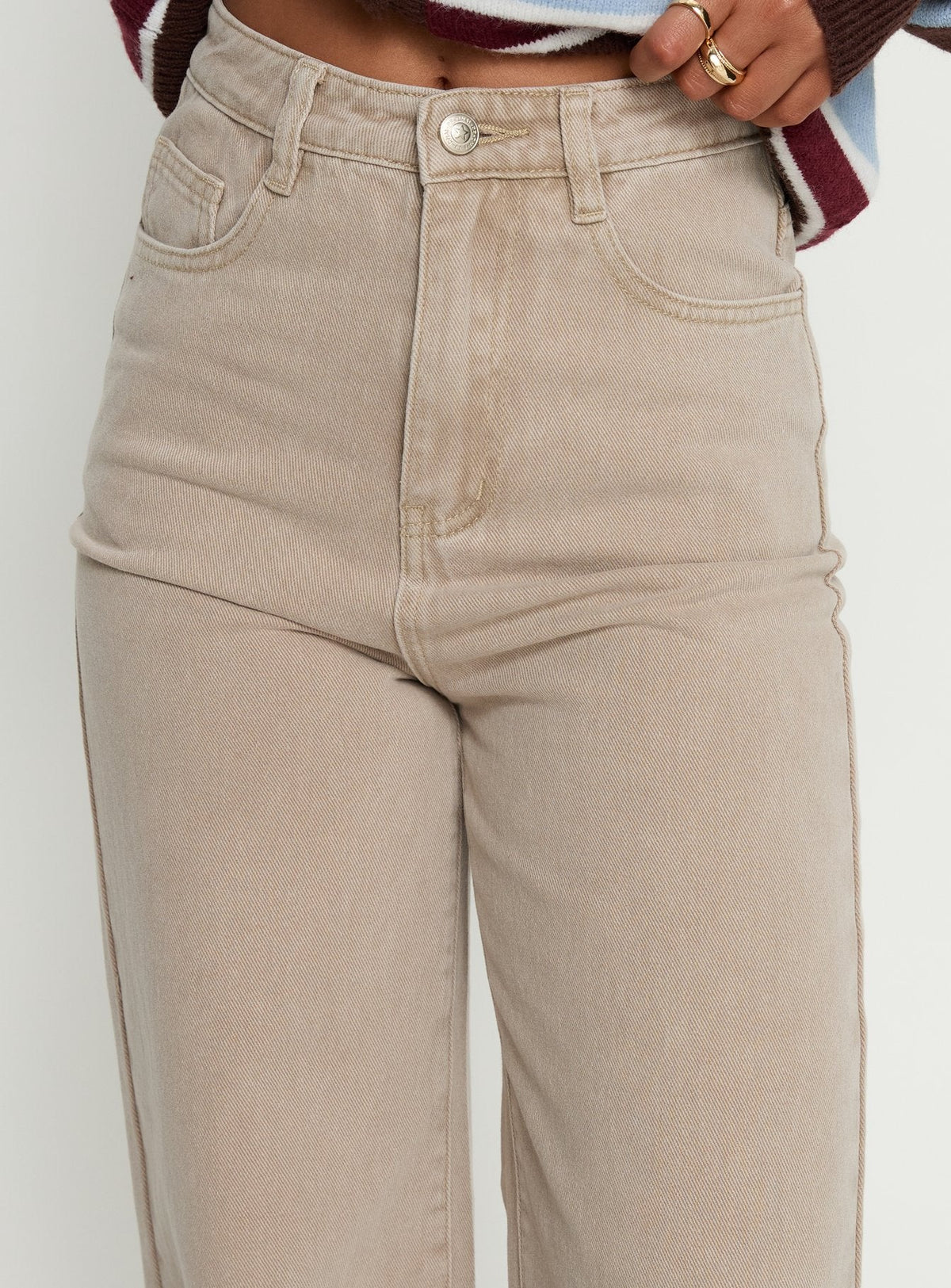 Nicolo High Rise Straight Leg Jeans Concrete