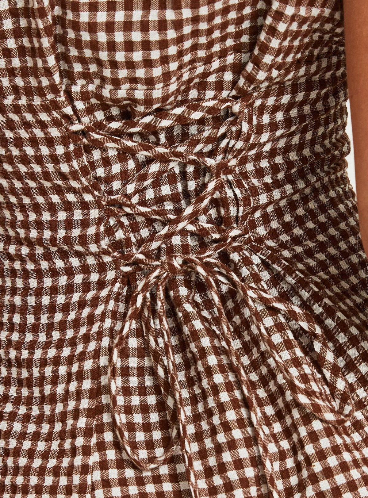 Pique Button Down Mini Dress Brown Gingham