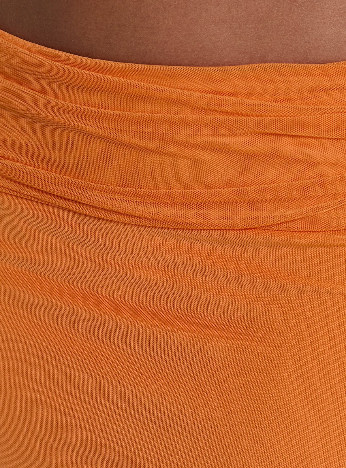 Star Fruit Ruched Waist Maxi Skirt Orange