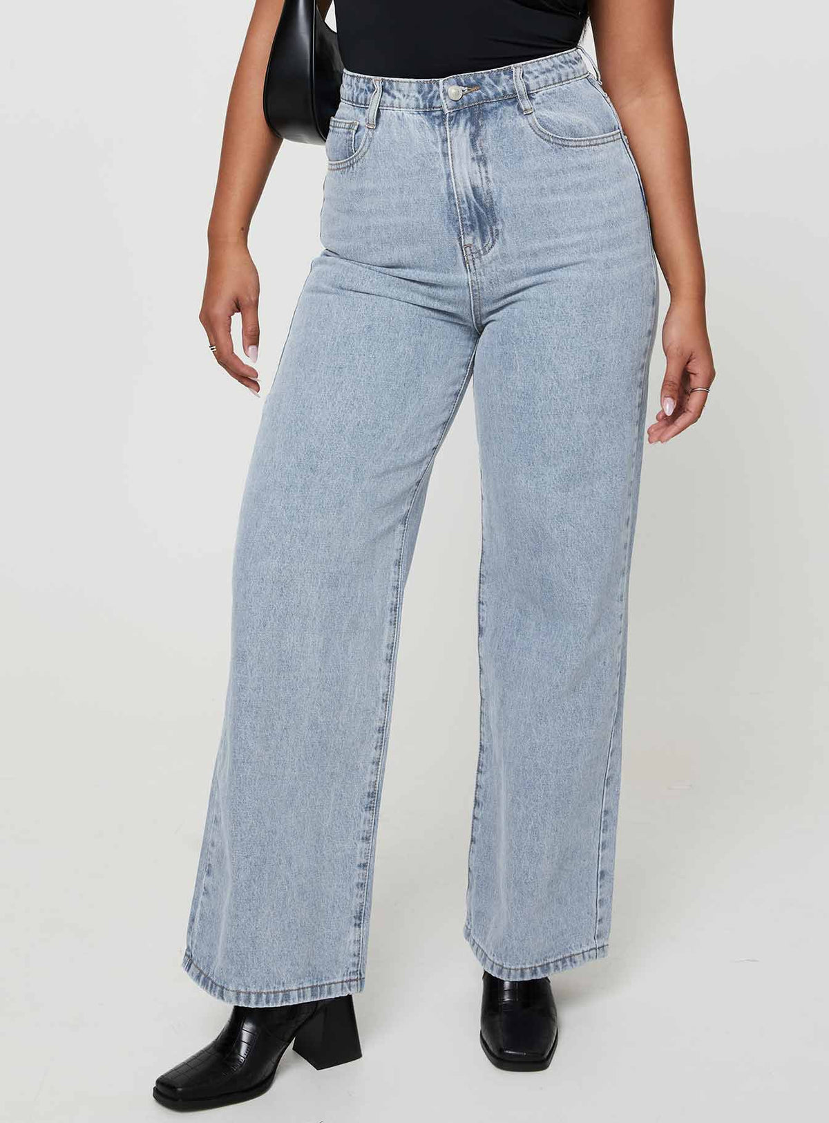 Nicolo High Rise Straight Leg Jeans Light Blue Wash