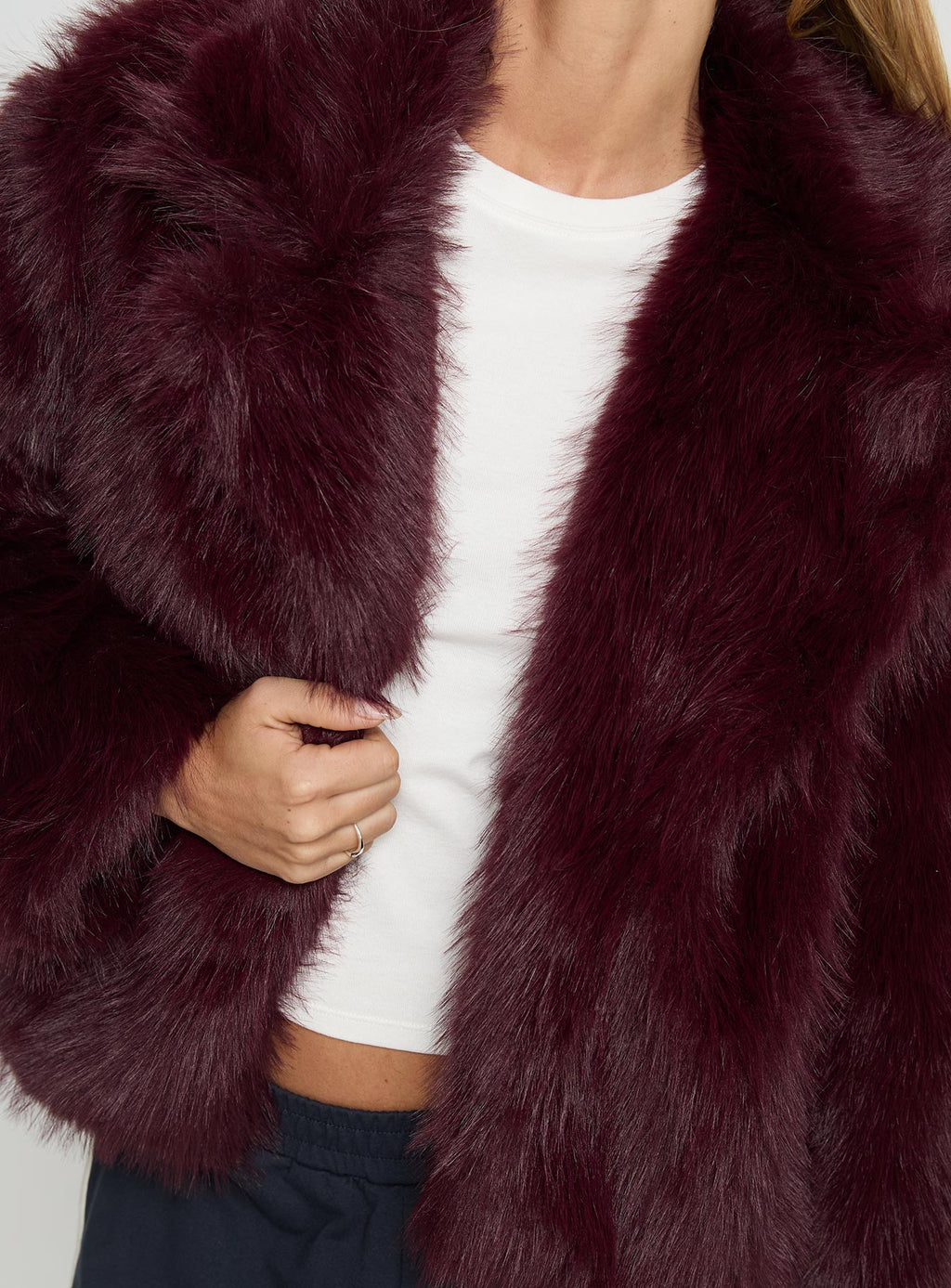 Liannah Faux Fur Jacket Red