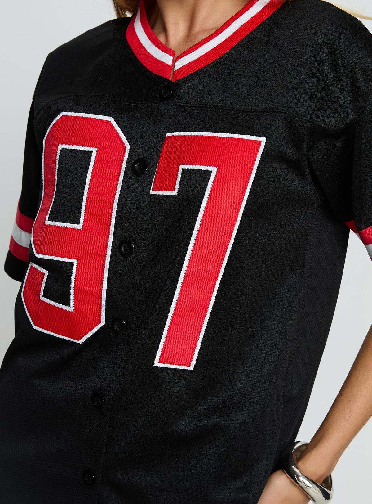SDSU Football Button Down Jersey Black