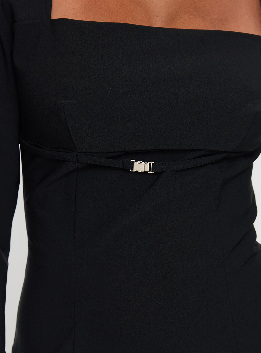 Flounce Long Sleeve Top Black