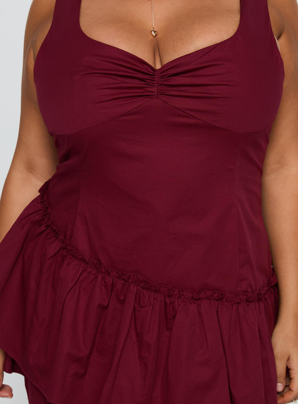 Shantelle Romper Burgundy Curve