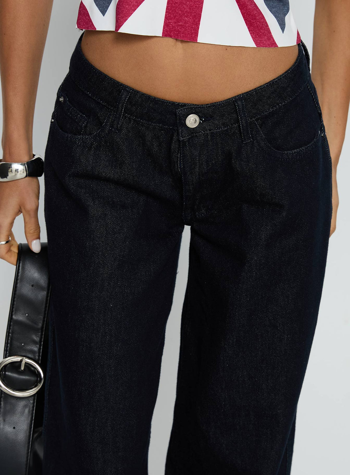 Ramos Low Rise Wide Leg Jeans Raw Indigo Blue