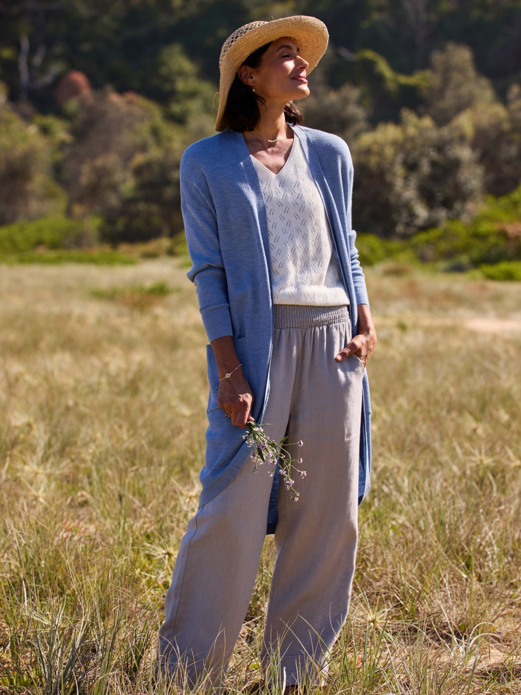 Jarrah Merino Wool Knit Cardigan Sea Blue