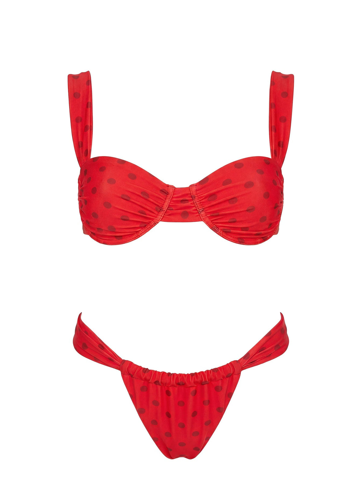 Heatwave Halo Underwire Bikini Top Red Polka