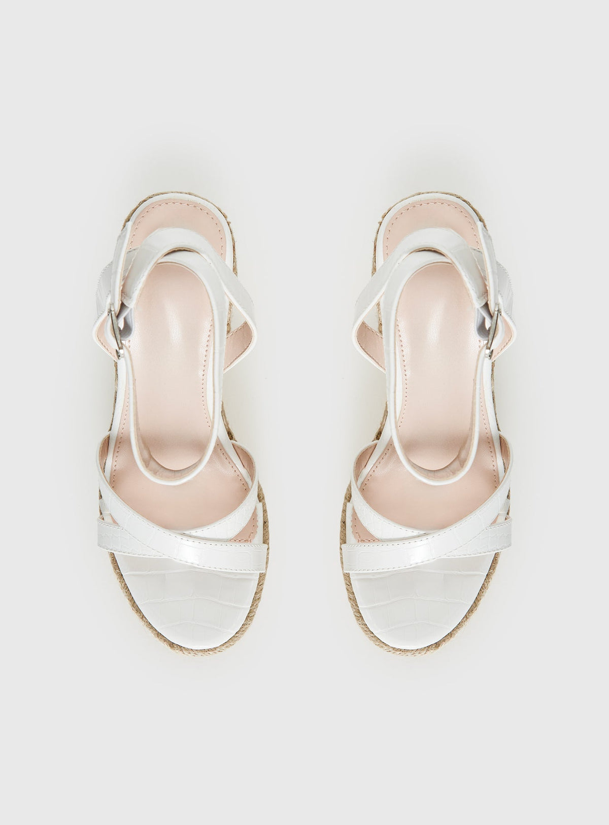Jesper Espadrille Wedged Heels White Croc
