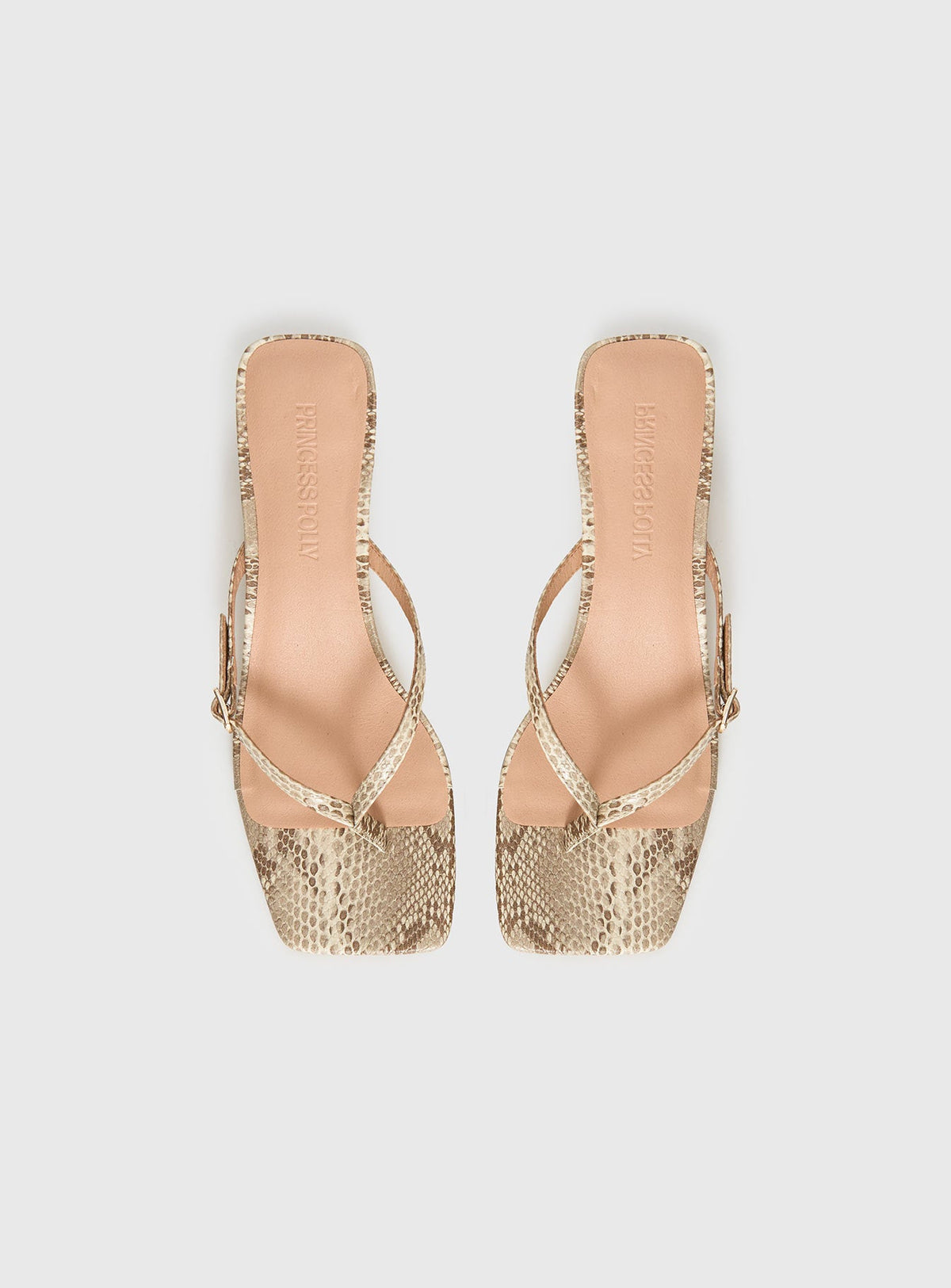 Veyla Square Toe Thong Heels Snake