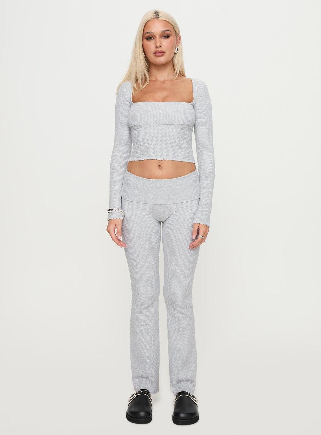 Closed Eyes Long Sleeve Top Grey