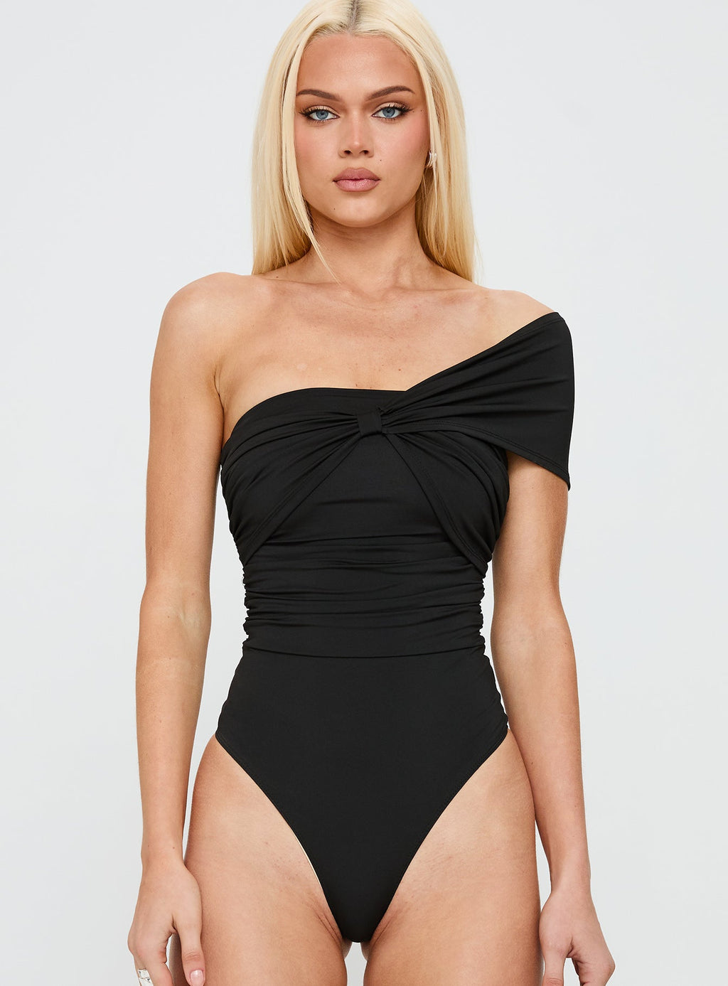 The Real Thing One Shoulder Bodysuit Black
