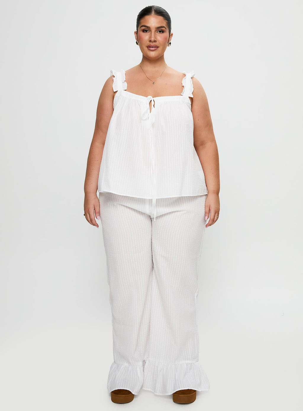 Santabelle Frill Pants White Curve