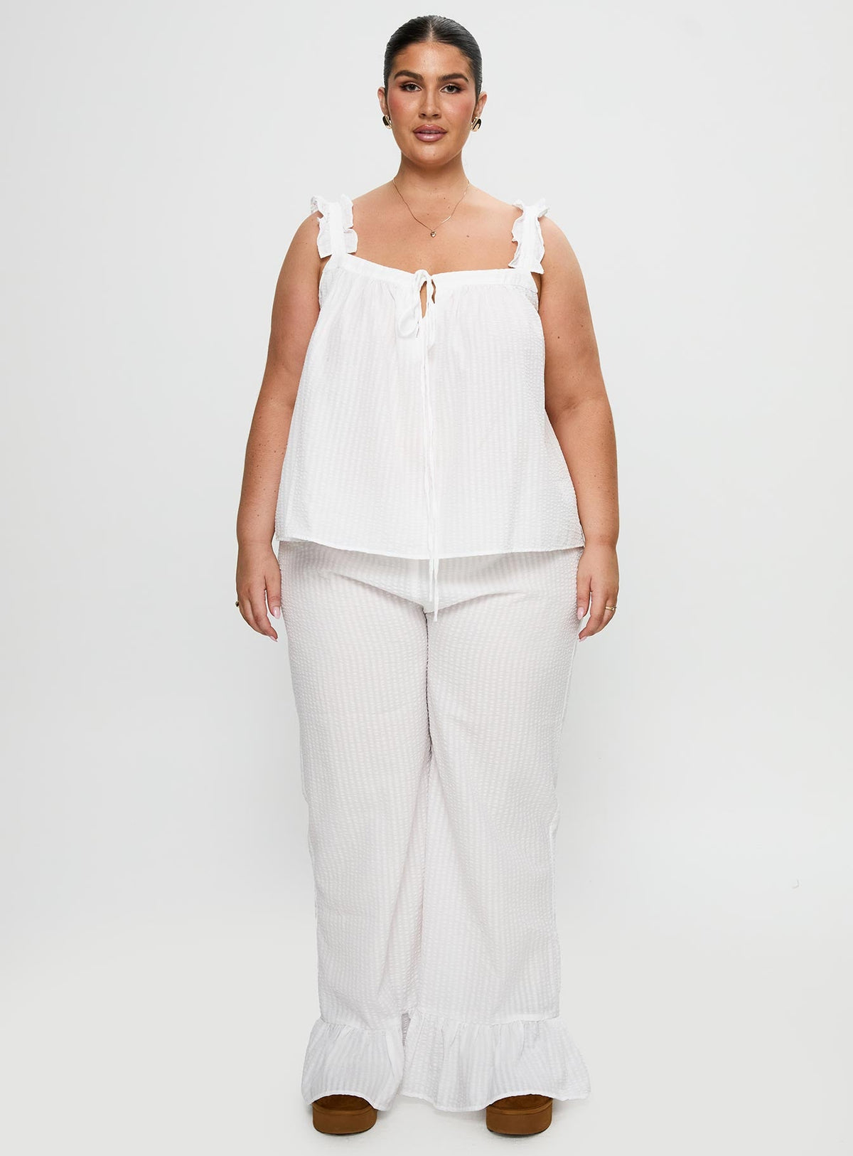 Santabelle Frill Pants White Curve