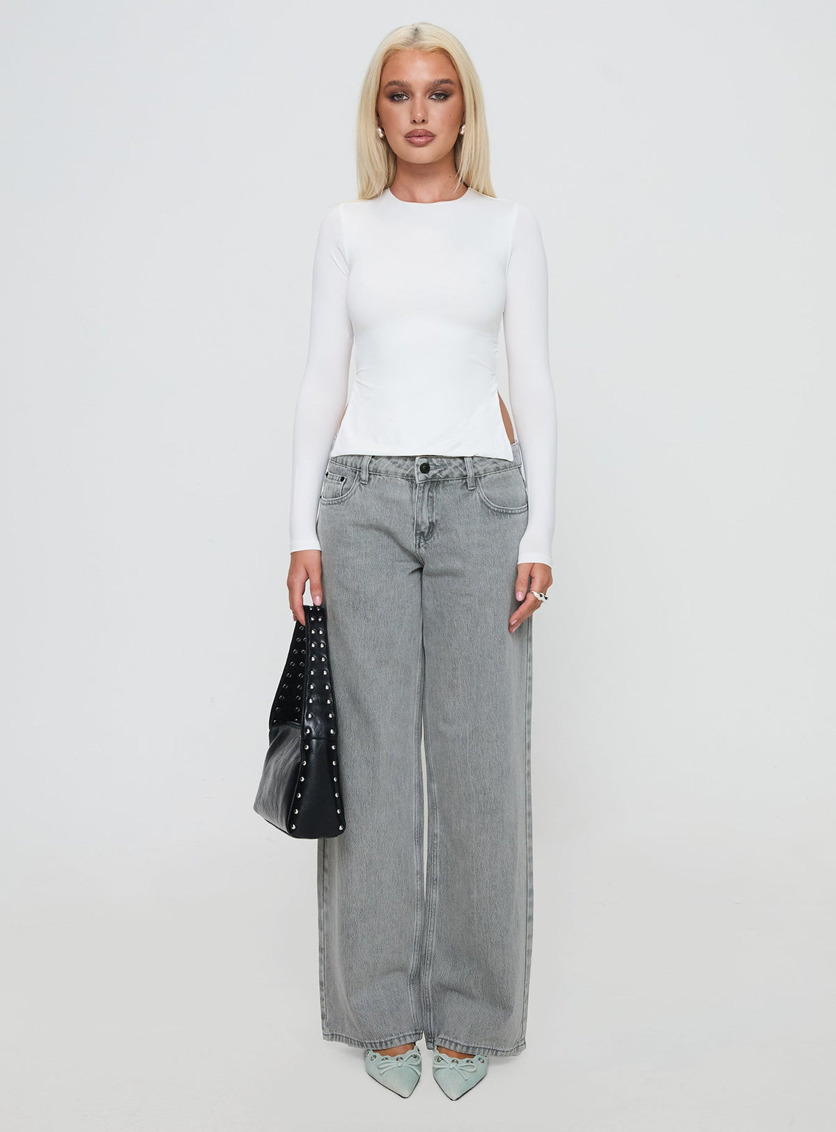 Ellanor Low Rise Straight Leg Jeans Washed Grey Petite