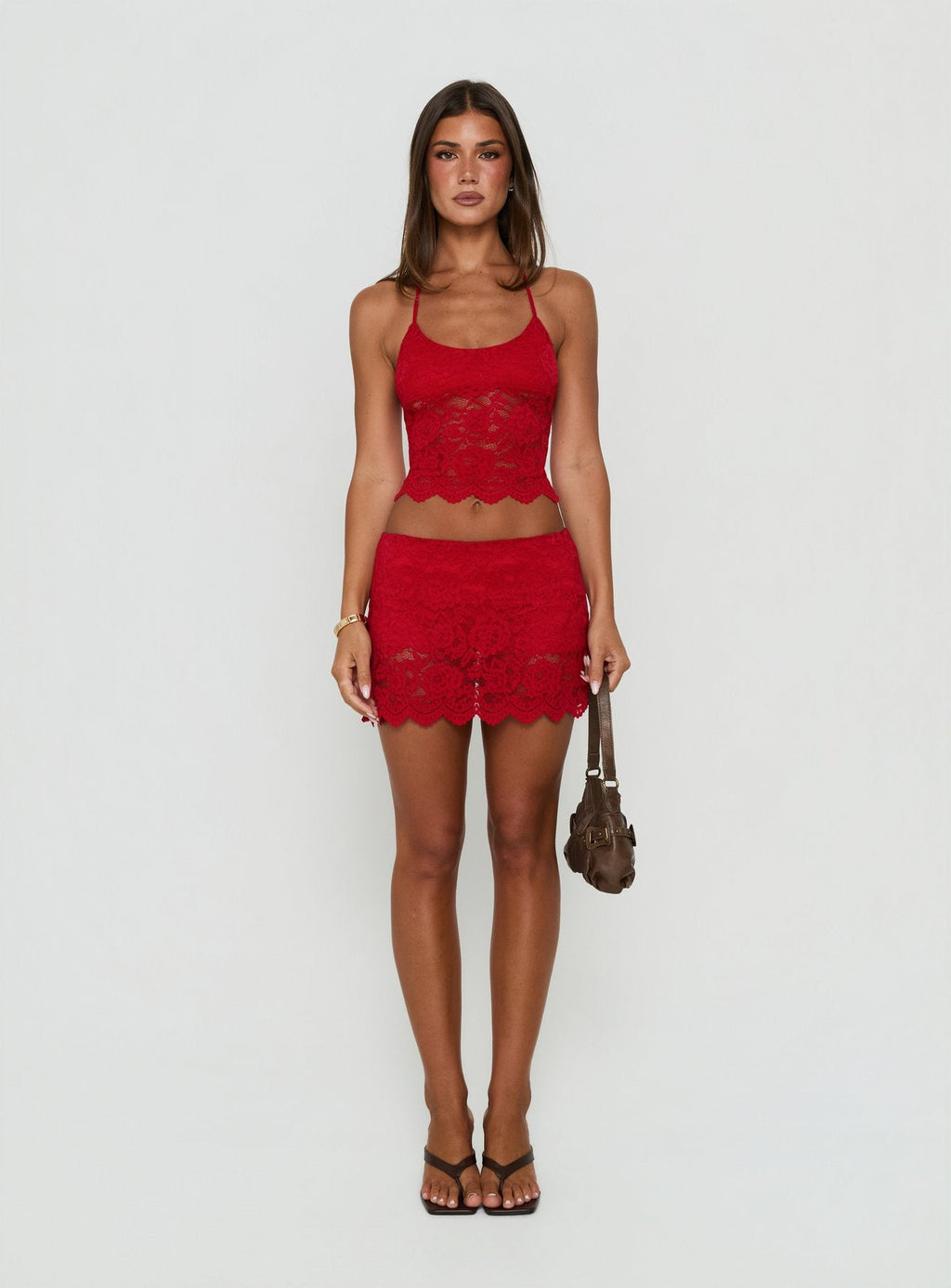 Gianna Lace Skort Red