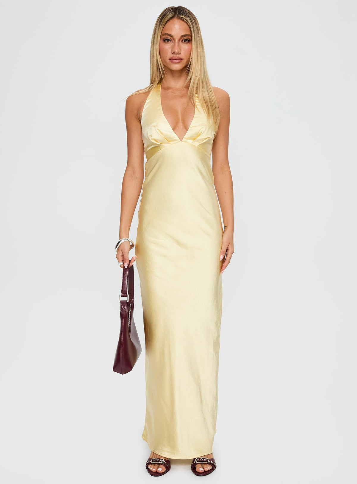 Good For You Halter Maxi Dress Lemon