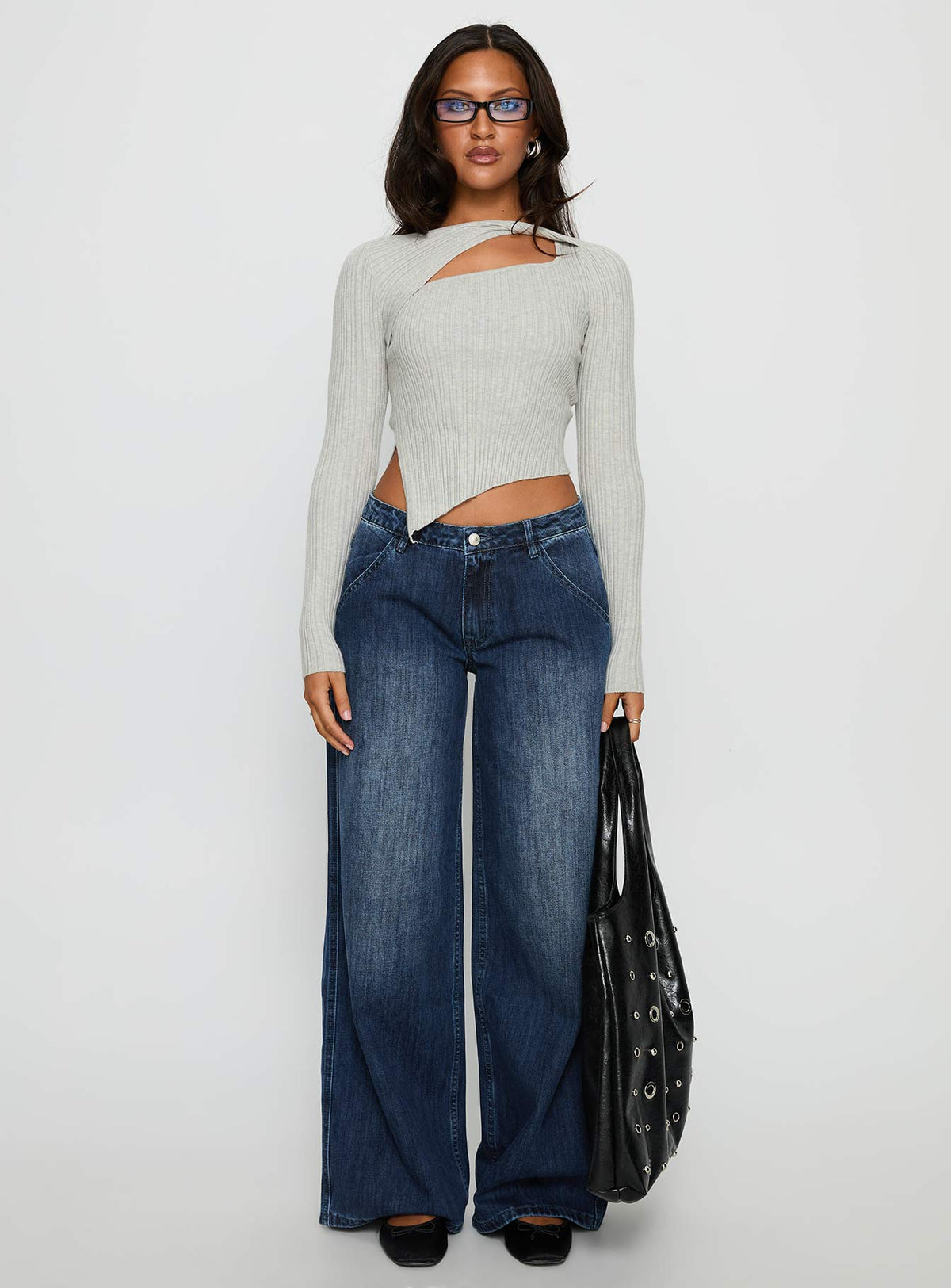 Downtowner Low Rise Cargo Jeans Mid Blue Wash