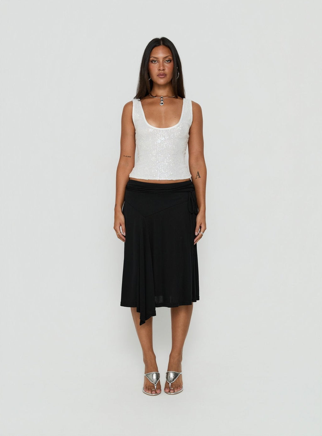 Anova Sequin Tank Top White