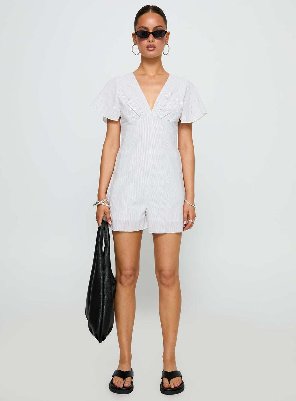 Full Of Strangers Playsuit White Stripe