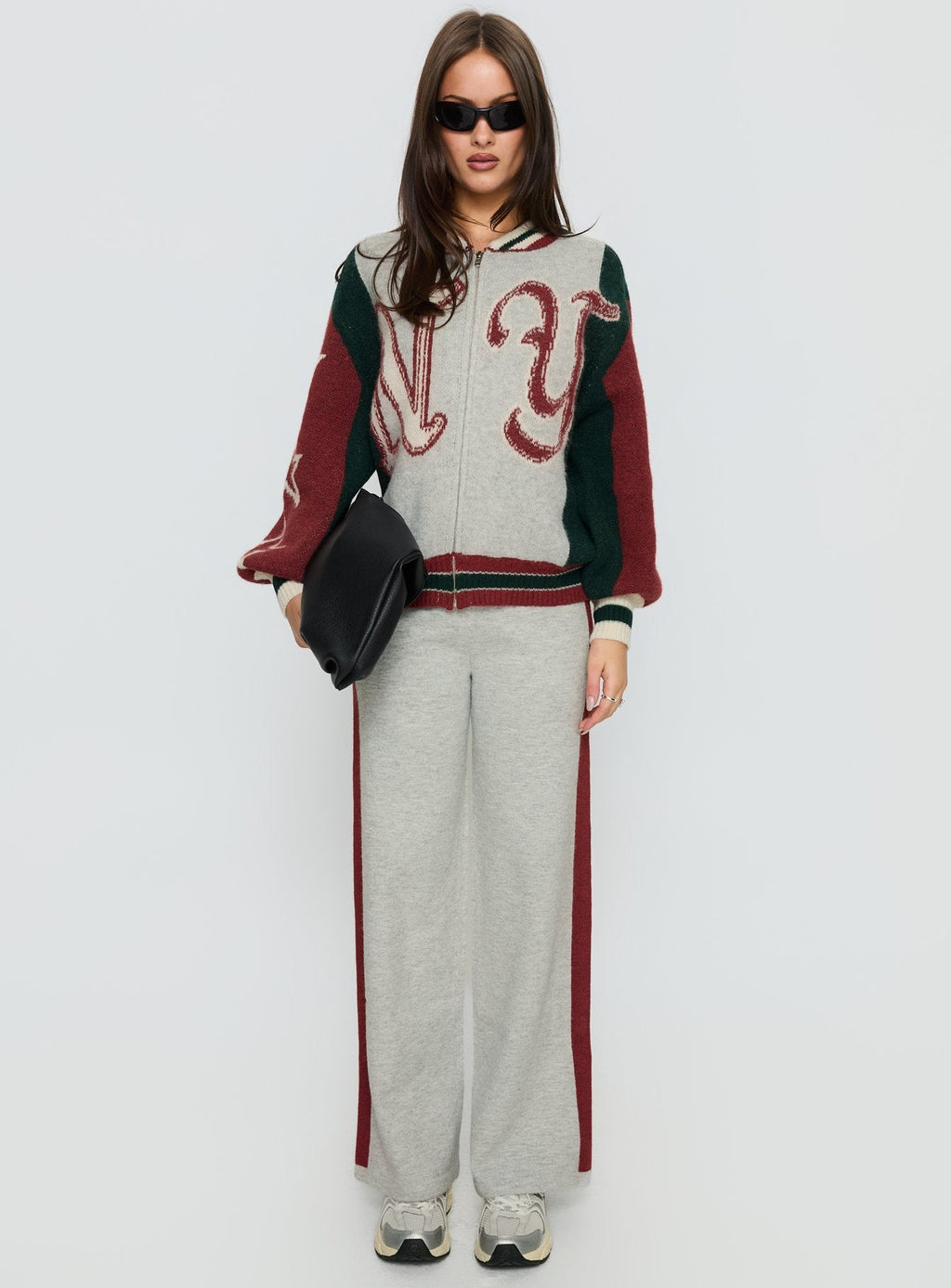Brandyce Graphic Knit Jacket Grey / Red