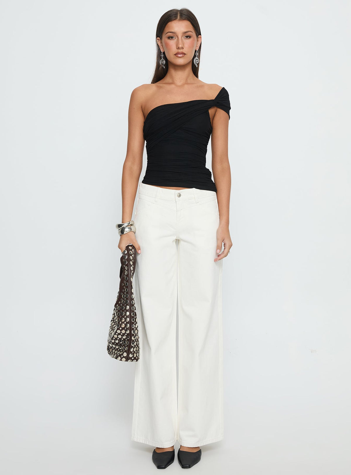Catiana Low Rise Wide Leg Jeans White