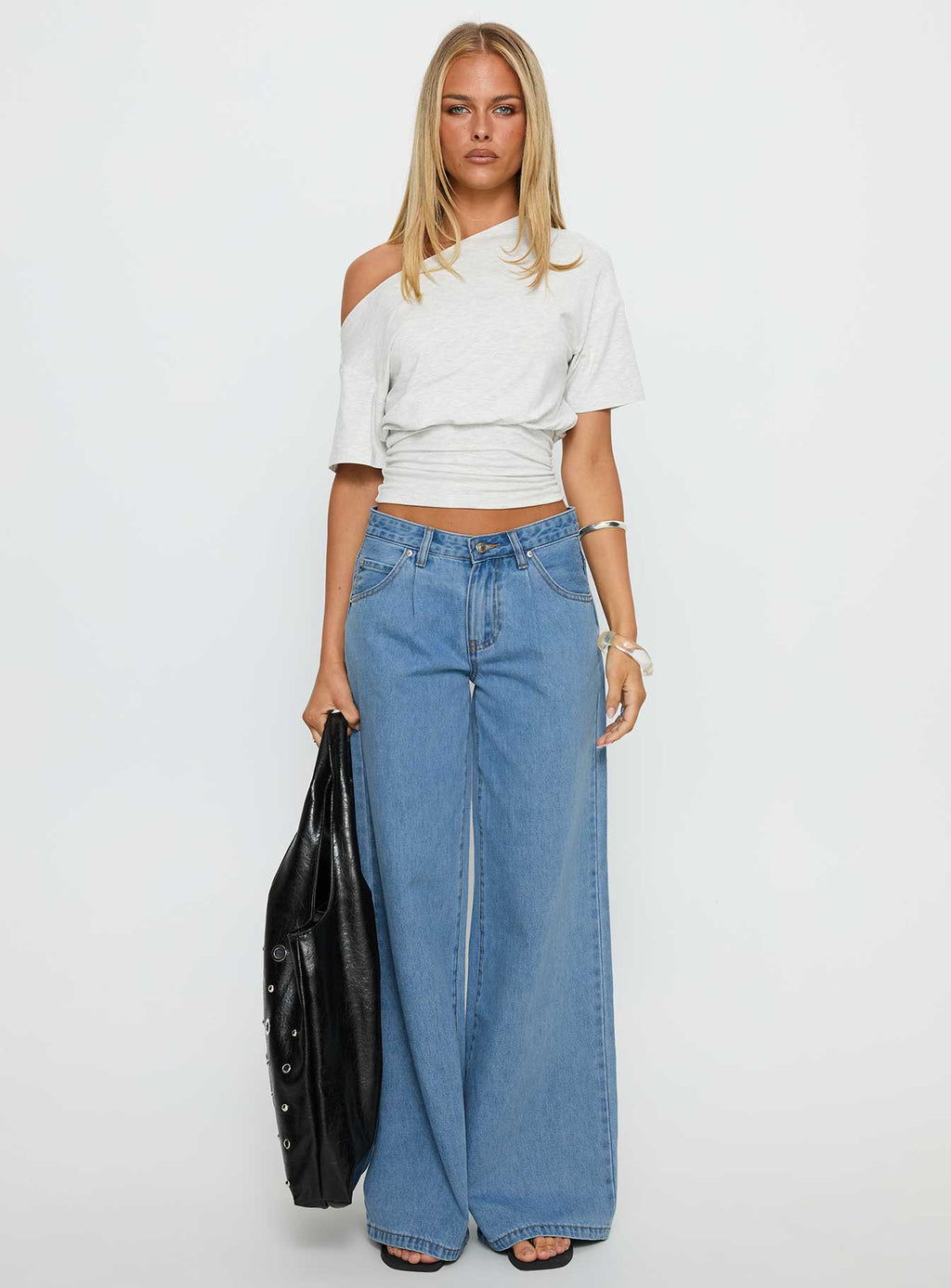 Supercut Low Rise Baggy Pleat Jeans Light Blue Wash
