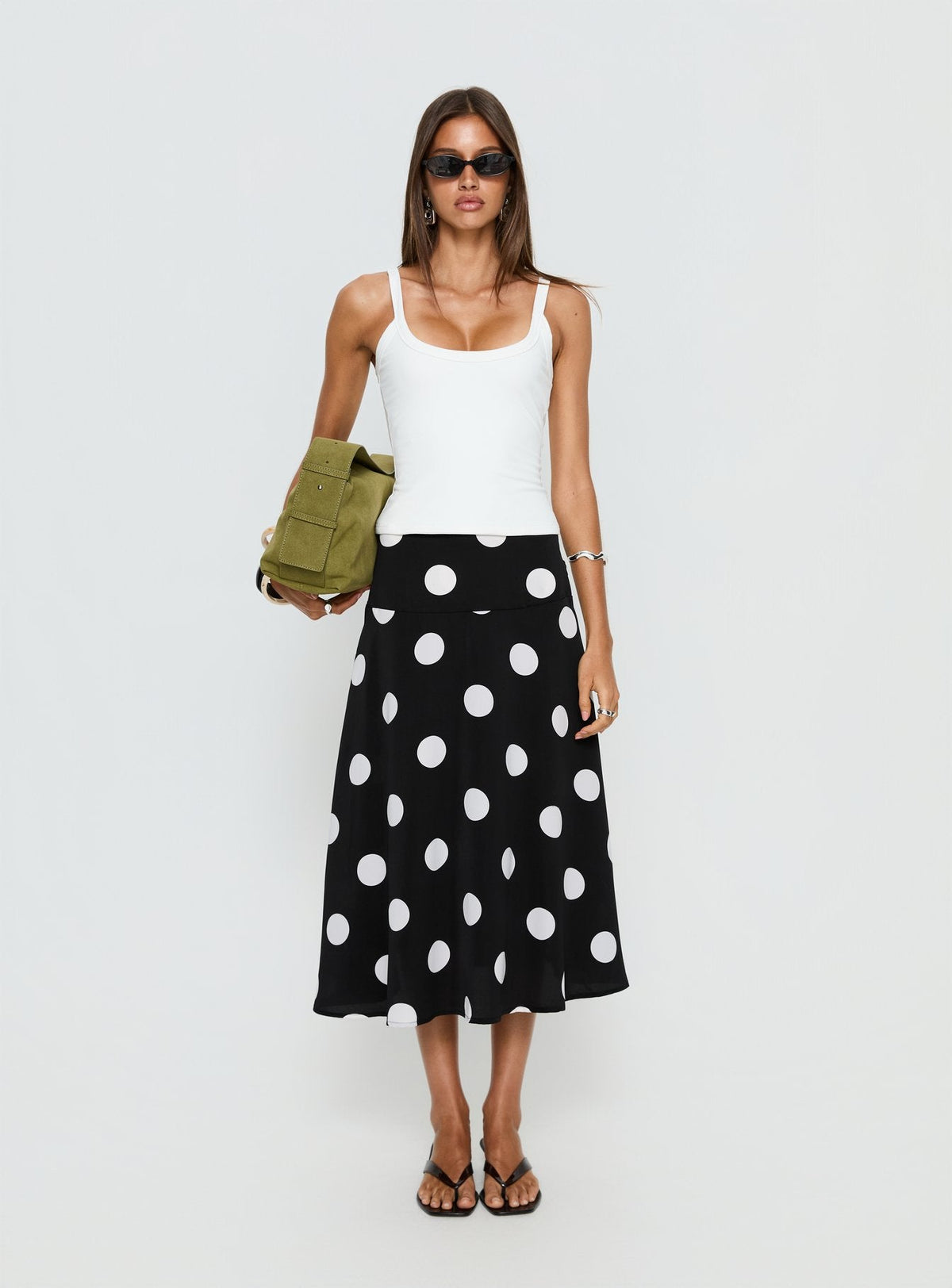 Picture It Midi Skirt Black Polka Dot