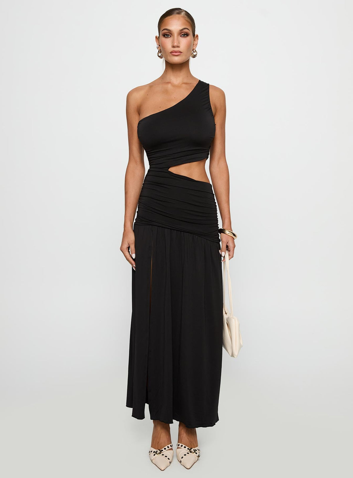 Magnetize Ruched Maxi Dress Black