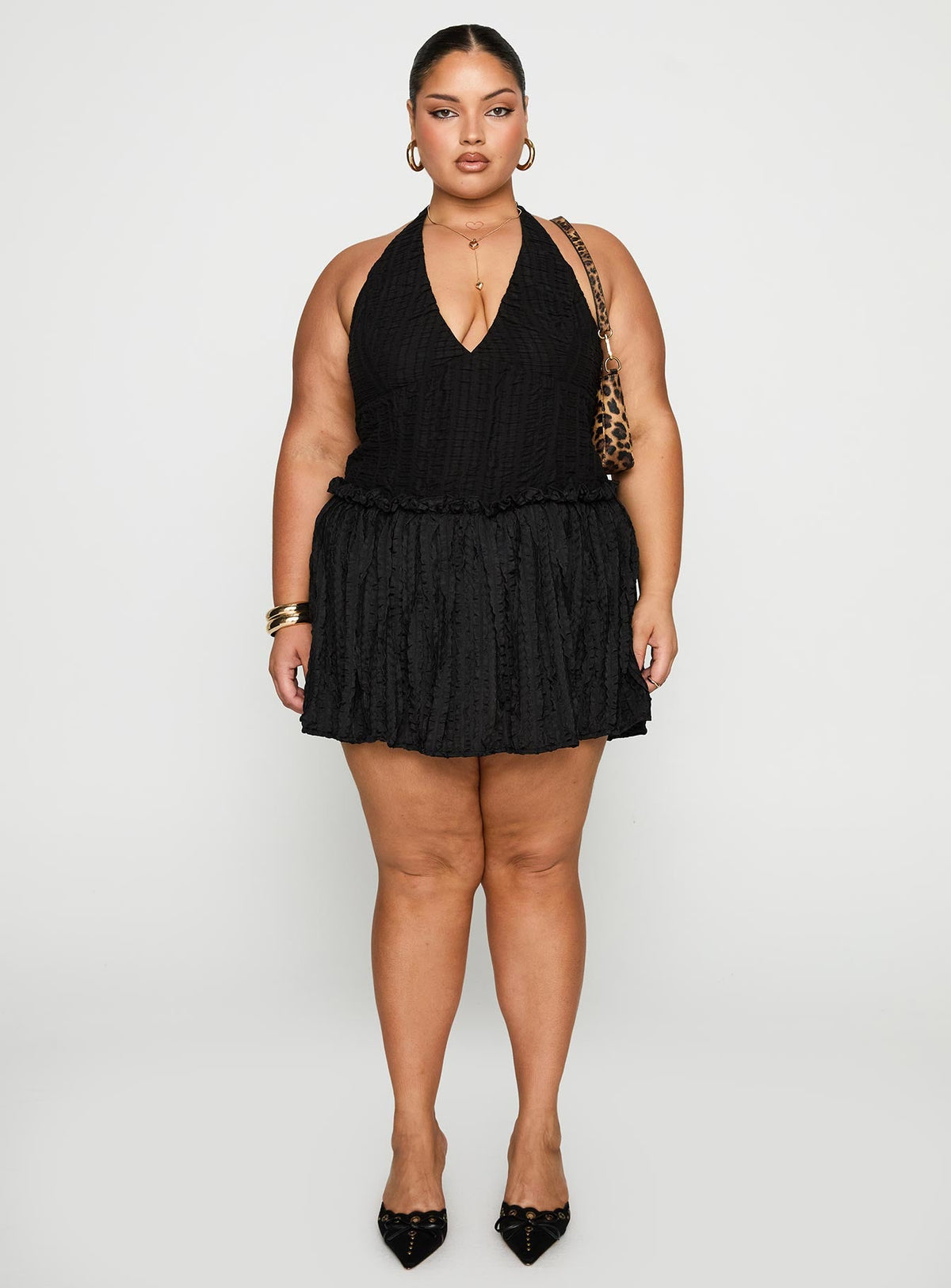 Mixie Halter Romper Black Curve