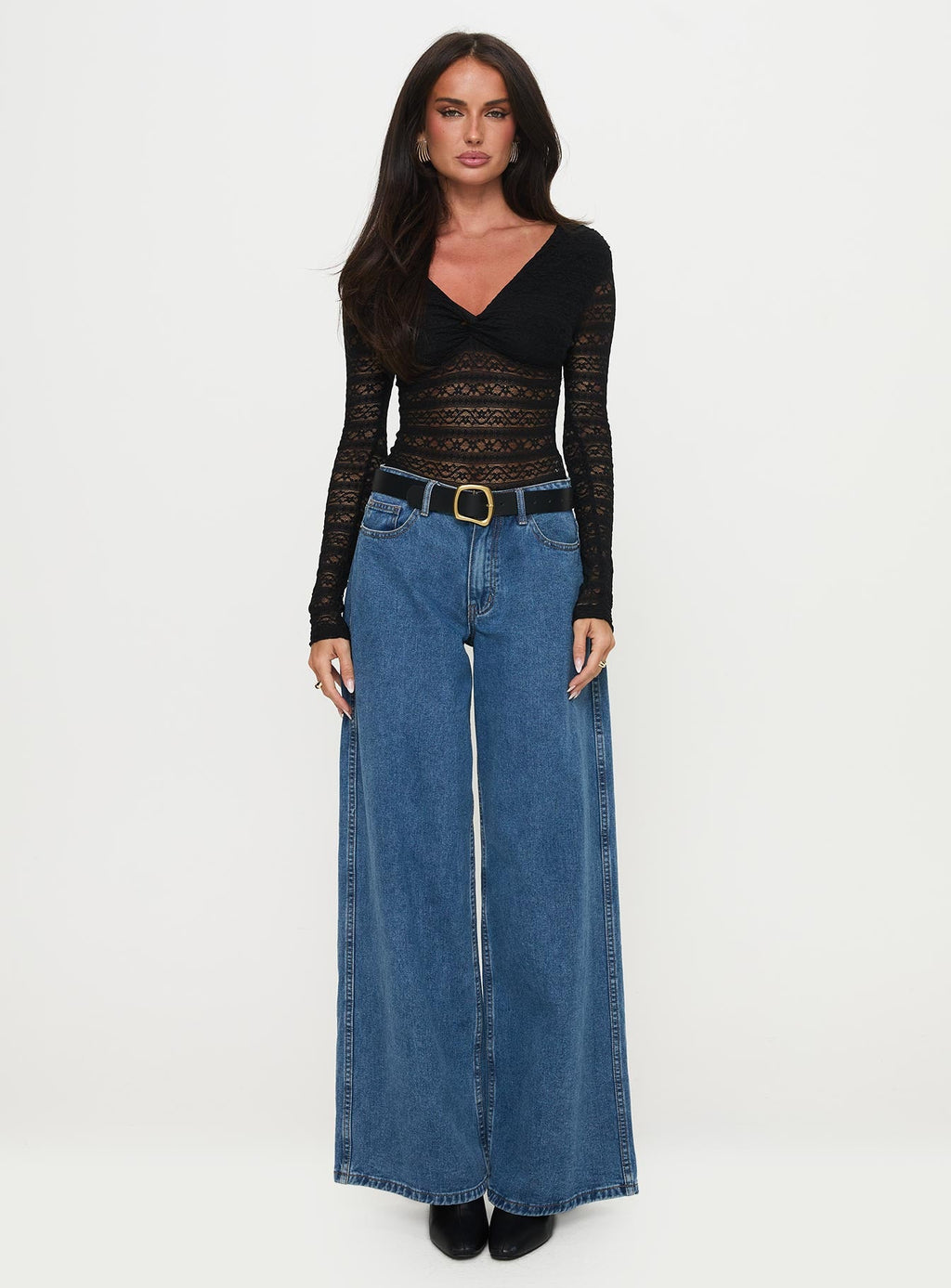 Secret Of Us Off Shoulder Lace Bodysuit Black