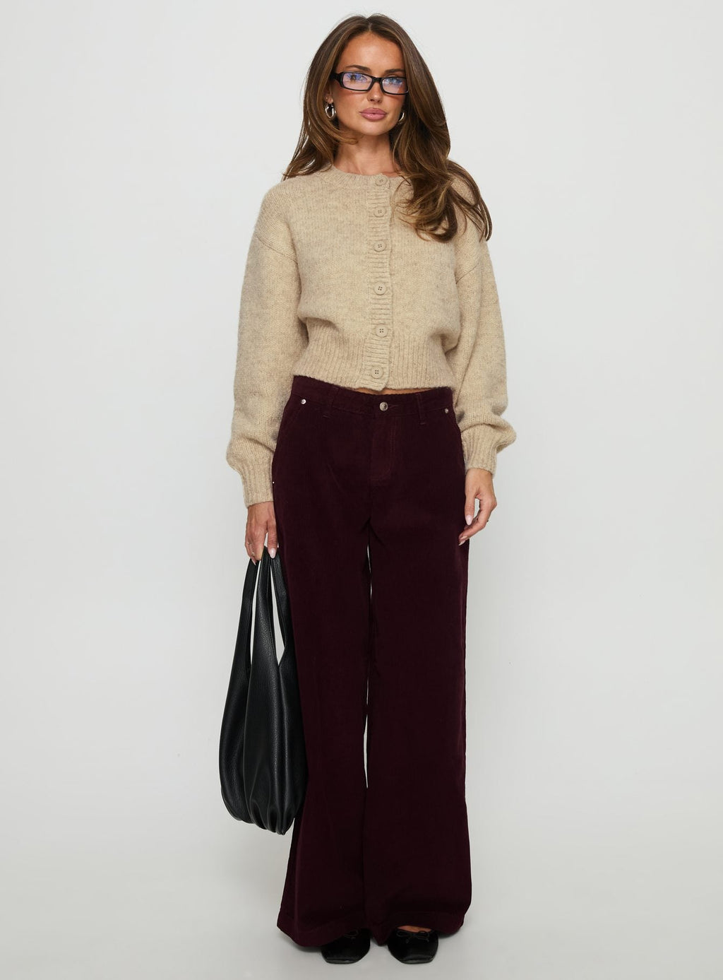 Jacynda Low Waist Wide Leg Corduroy Jeans Currant
