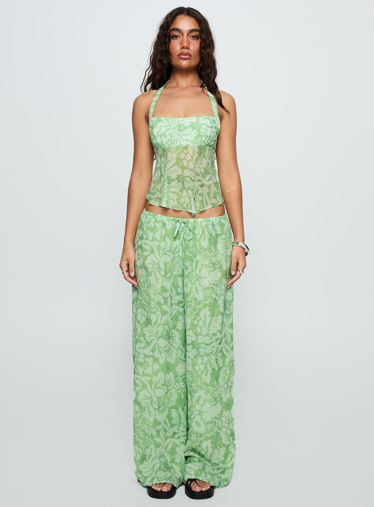 Finesse Pants Green Floral