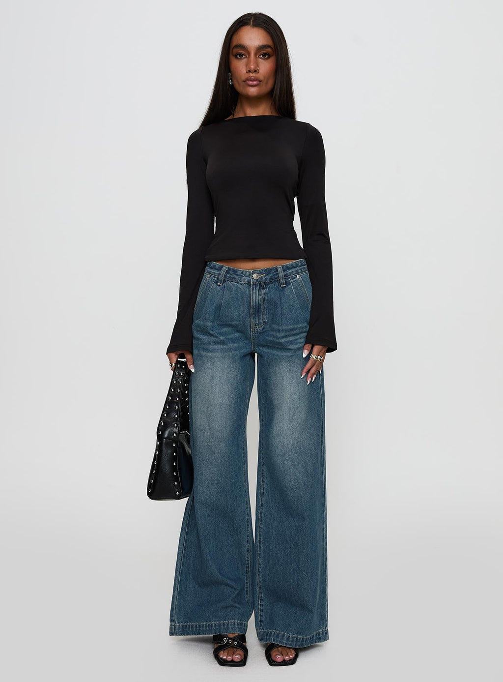 Laguardia Mid Rise Wide Leg Jeans Dark Blue Wash