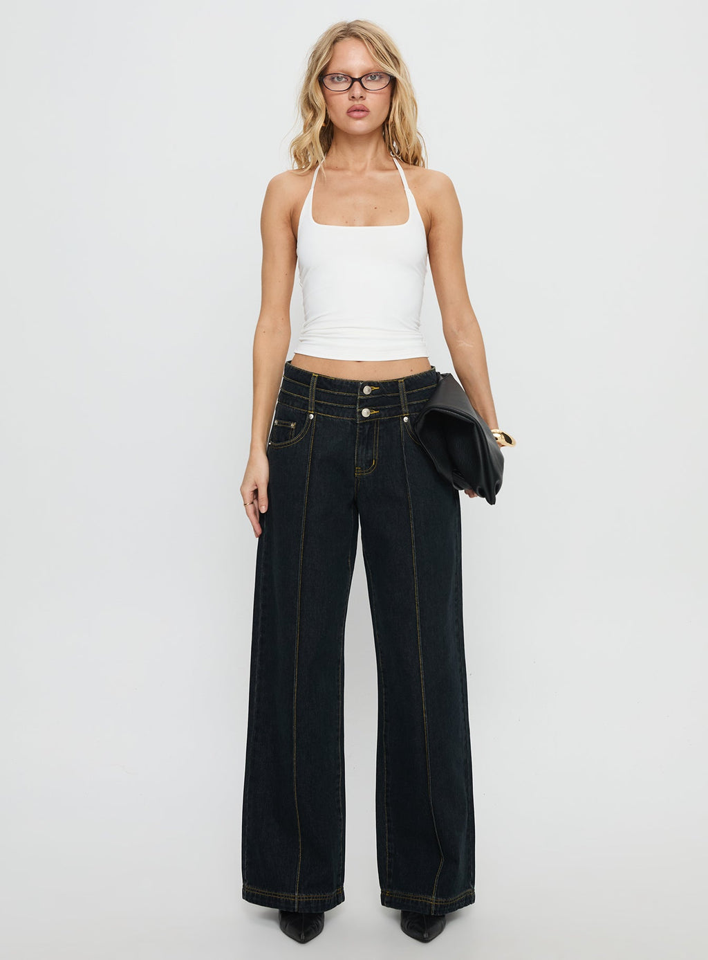 Hannalee Low Rise Wide Leg Jeans Grunge Wash