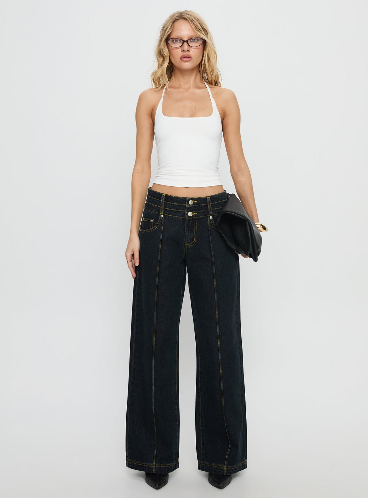 Hannalee Low Rise Wide Leg Jeans Grunge Wash