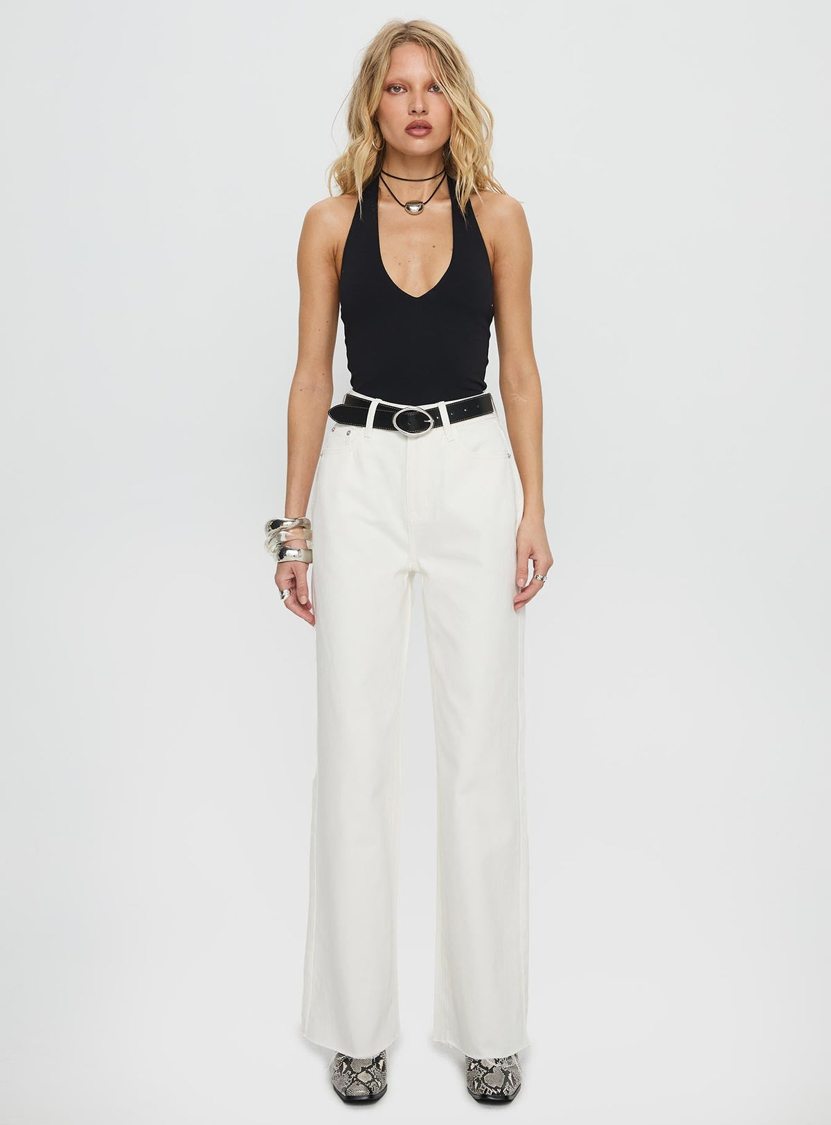 Henesey High Rise Straight Leg Jeans White Wash