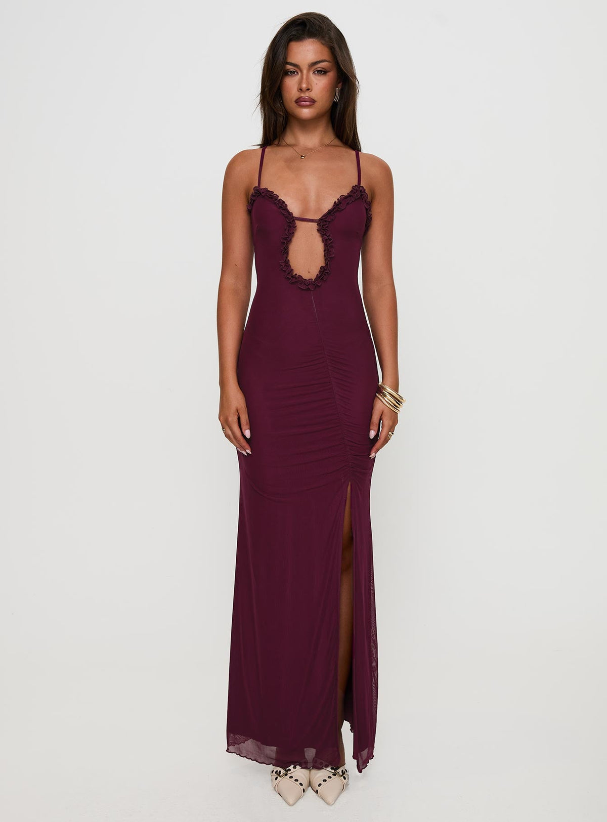Soulina Ruched Maxi Dress Purple