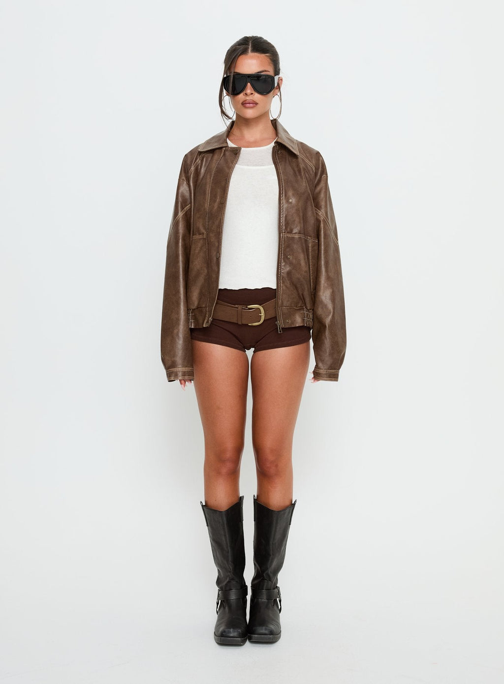 Jaxton Faux Leather Jacket Light Brown