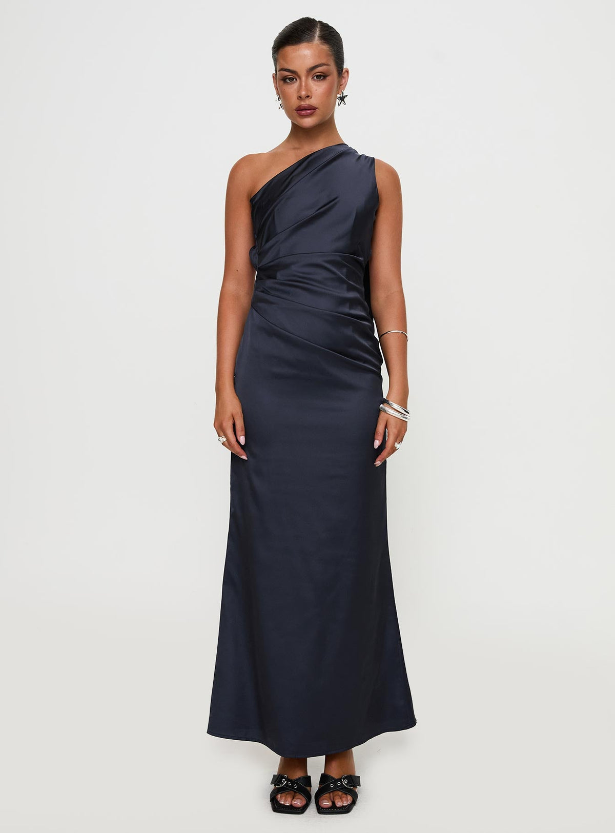 Dulcia One Shoulder Maxi Dress Blue