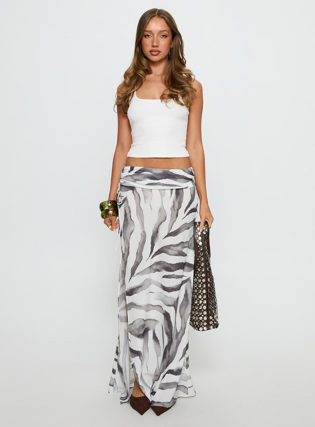 Kiden Split Maxi Skirt Zebra